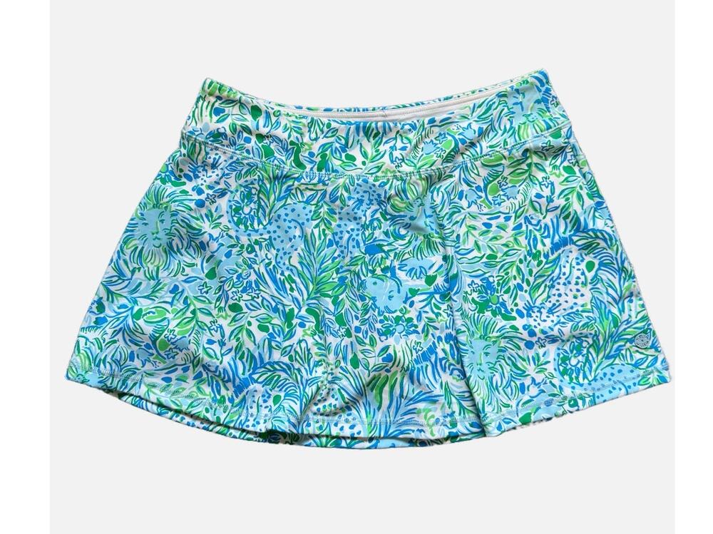 Lilly Pulitzer Luxletic Aila Skort Skirt UPF 50 Hydra Blue Dandy Lions Medium